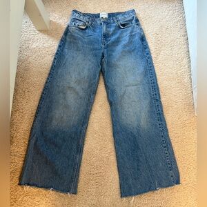 Cary Low Rise Slouchy Wide Leg Jeans Size 27 RAW HEM